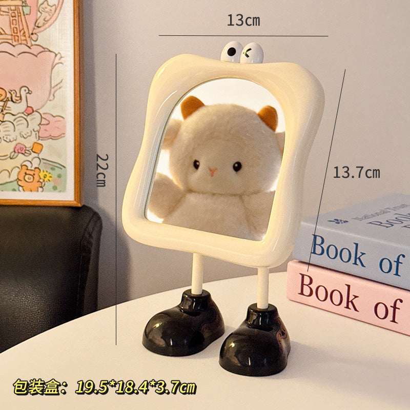 Cosmetic mirror cute desktop portable big-eyed student dormitory for home plastic storage home desktop mirror