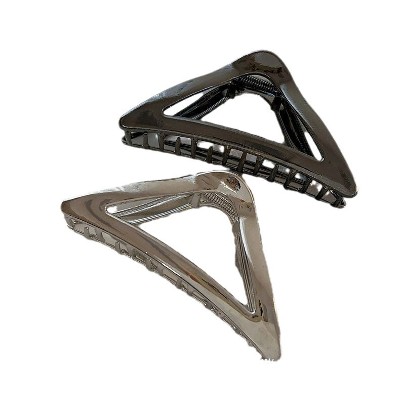 Classy metal triangle hairpin for women's back of head, elegant popular gripper, large shark clip, headwear