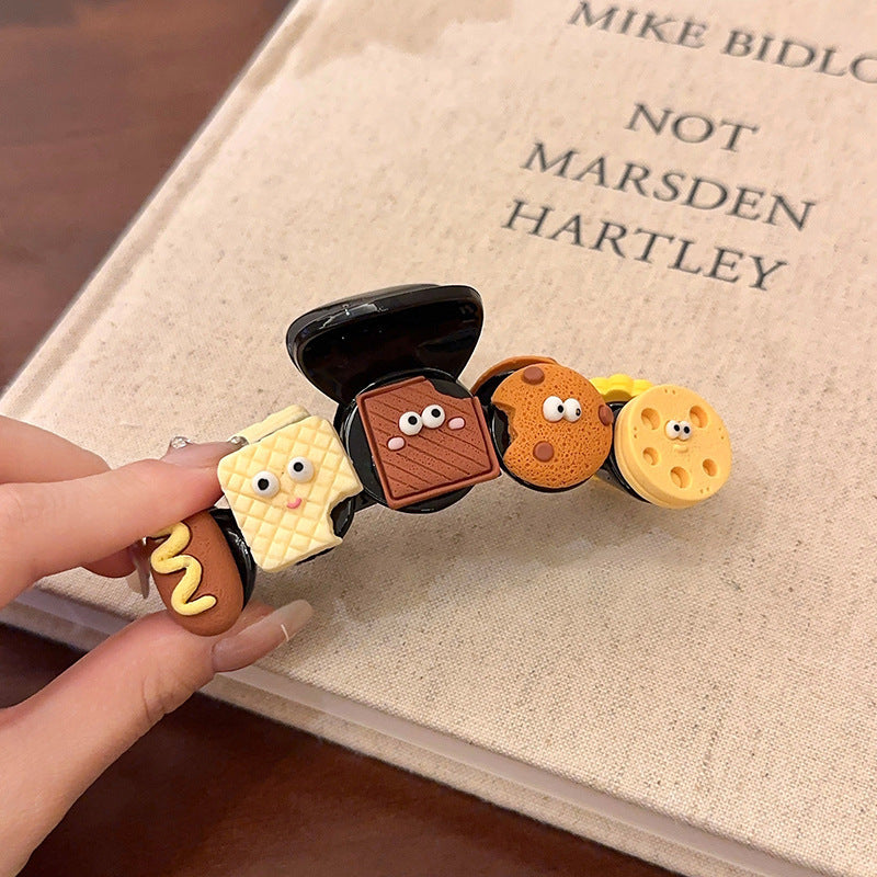 Snack food popular cute biscuit clip kids hair clip elegance back of head spring and summer shark clip headwear hairpin