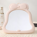 Bowknot plastic desktop makeup mirror - home beauty touch-up mirror - cute glass storage folding mirror