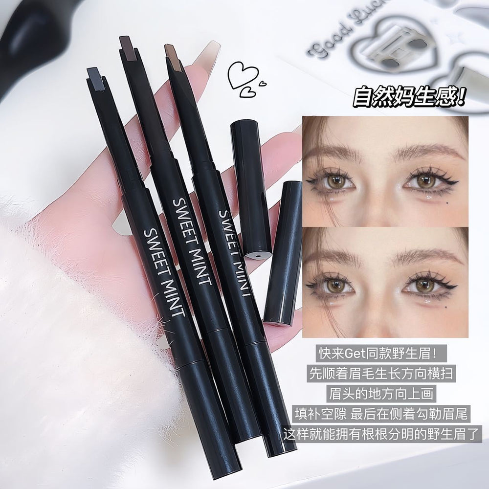 Sweet mint ultra-fine dual-ended eyebrow pencil - waterproof, sweat-proof, long-lasting, smudge-proof, creates defined brows, perfect for beginners achieving natural, defined brows