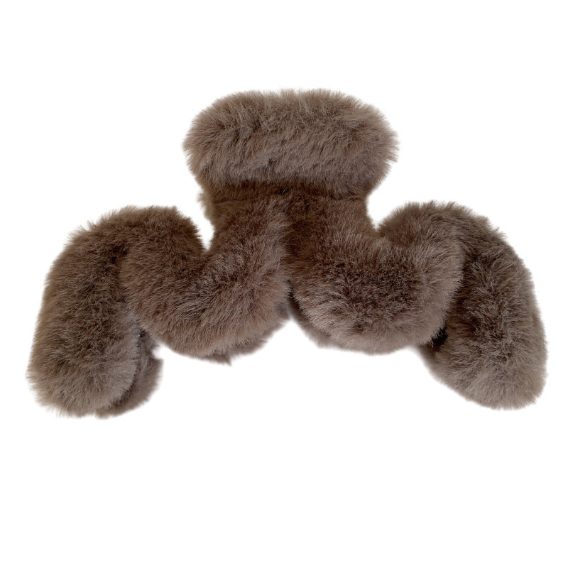 Brown color stuffed gripper large hair hair clip female back of head eleganceelegantnew arrival shark clip headwear