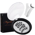 Pingdu magnetic false eyelashes all-in-one box cross-border fashion thick 2 pairs black stem eyelash curler set factory wholesale