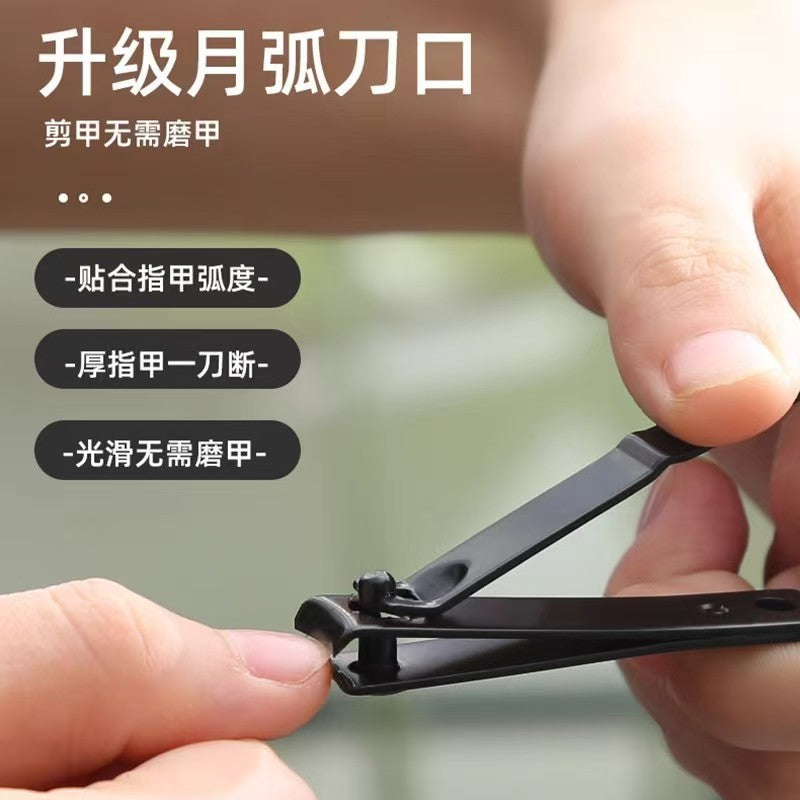 Black nail clipper 3-piece set, single nail clipper, large size flat jaw portable pliers, nail scissors angled jaw, universal for home use