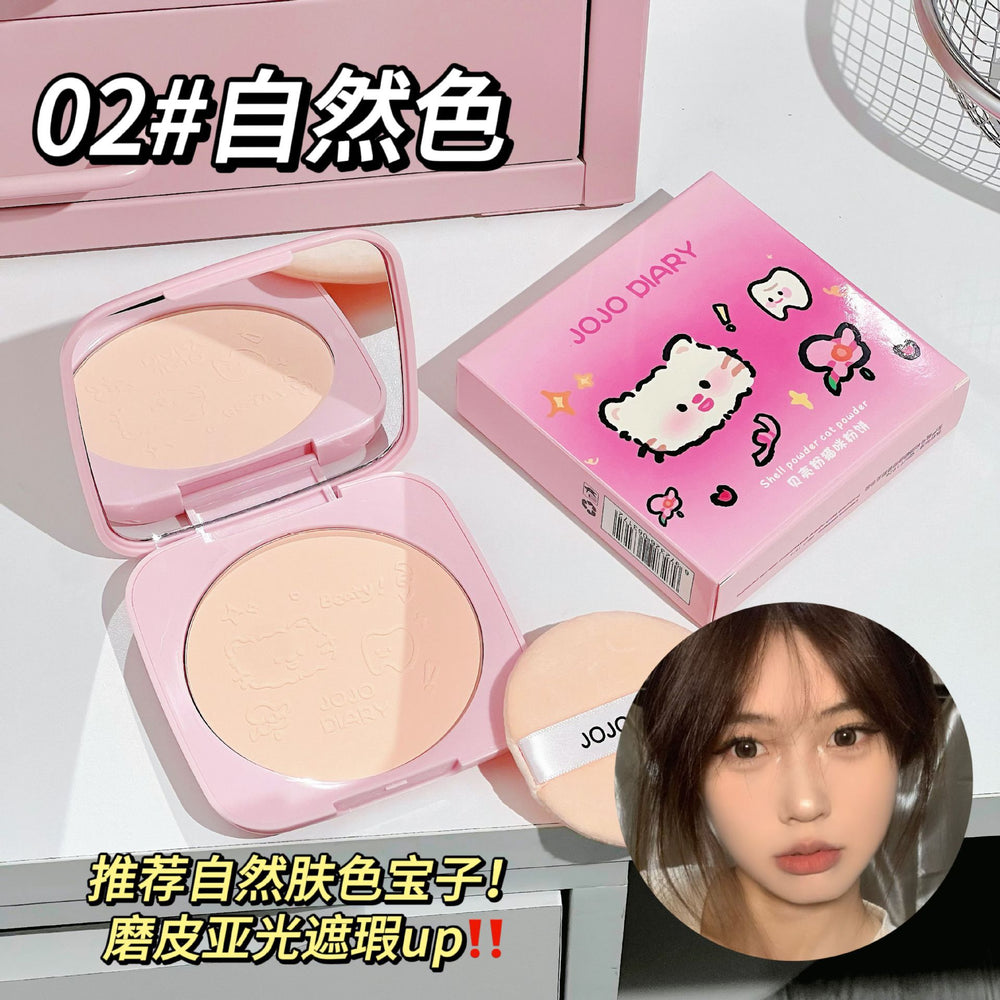 Jiujiu diary shell cat powder cake soft focus oil control concealer touch up makeup setting waterproof anti-sweat non-removing makeup foundation
