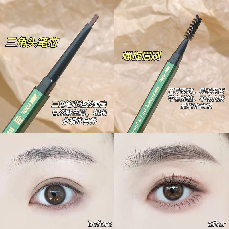 Xixi waterproof long-lasting double-ended eyebrow pencil, ultra-fine head, extremely small triangular roots, clear wild eyebrows, no smudging