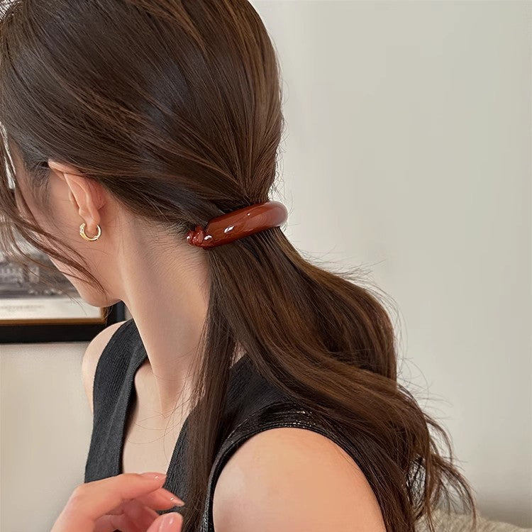 Ankola red casualclassynew arrival bright banana horizontal clip one-word clip elegant half-tied hair clip twist clip