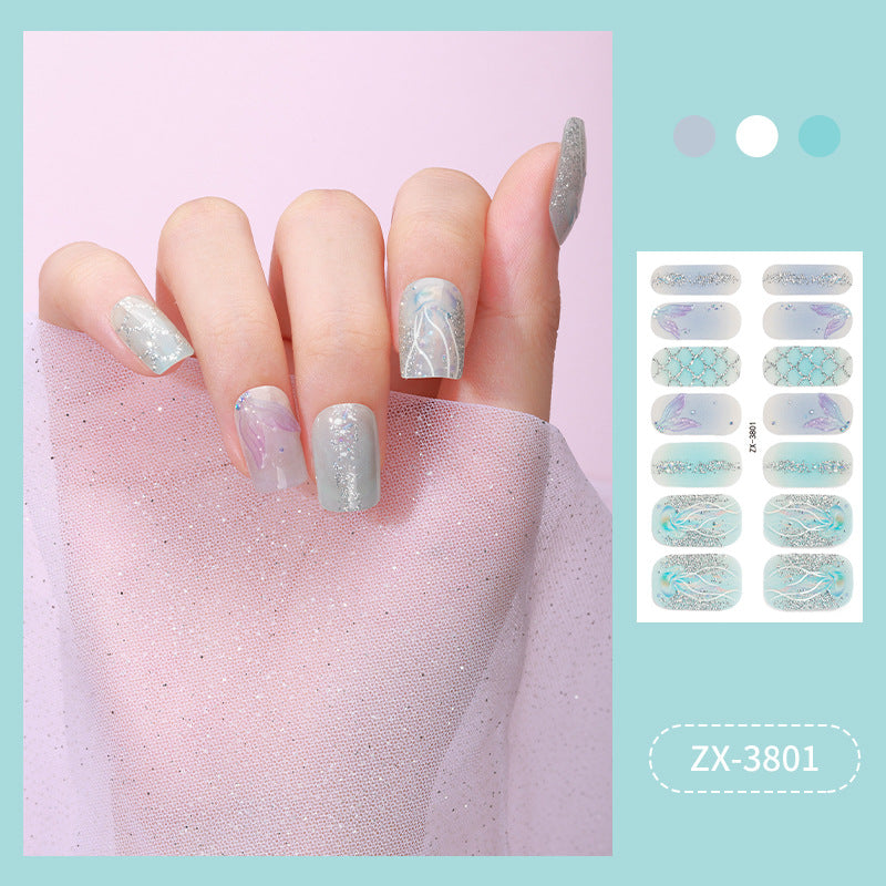 Zhengxiang factory customized japanese and korean nail art stickers hot stamping 5d epoxy imitation diamond starburst christmas nail stickers full stickers wholesale