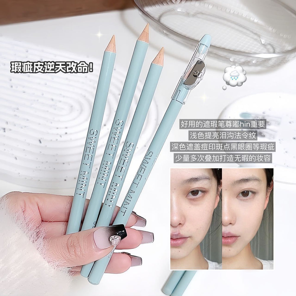 Sweet mint dual-action concealer pen - covers tear troughs, nasolabial folds, dark circles, blemishes, acne marks, and spots - face spot concealer pen