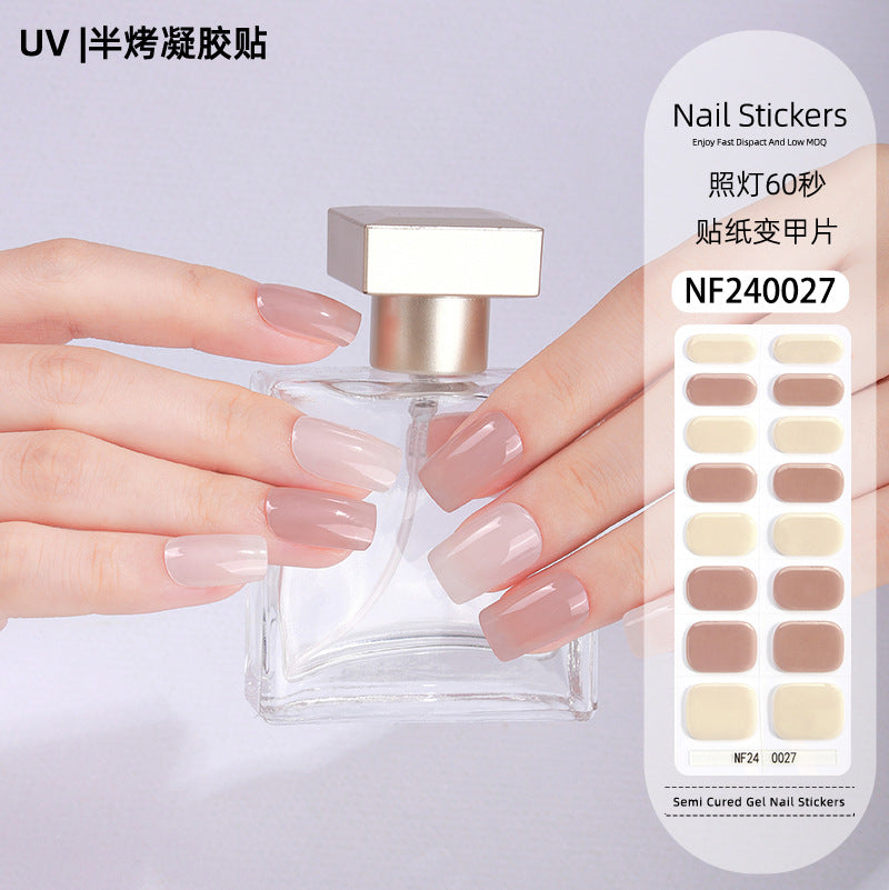 Zhengxiang custom gel nail stickers - european & american style glitter, cat eye, uv light curing, semi-cured nail stickers - waterproof, cross-border wholesale