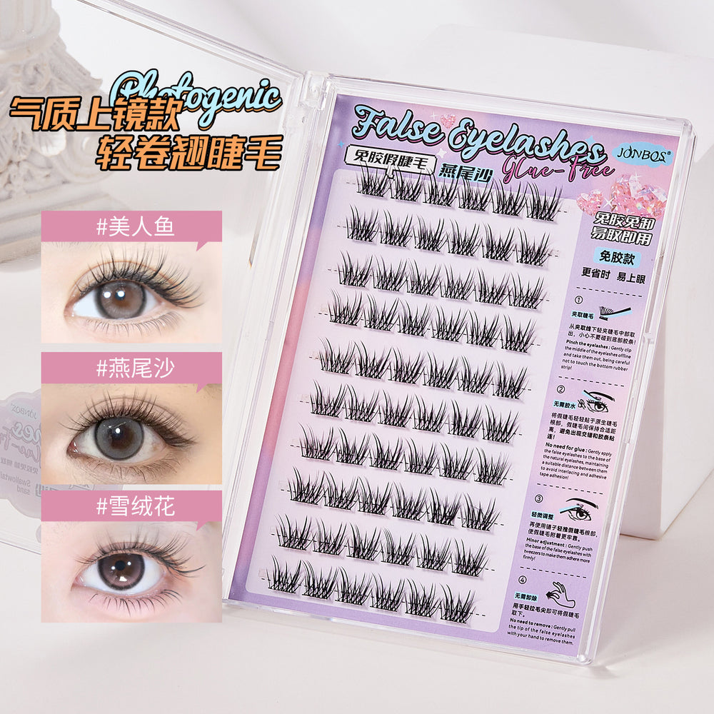 Jonbos self-adhesive glue-free false eyelashes - natural, realistic, and effortless beauty: mermaid snowflower single cluster lashes