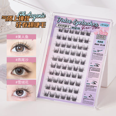 Jonbos self-adhesive glue-free false eyelashes - natural, realistic, and effortless beauty: mermaid snowflower single cluster lashes