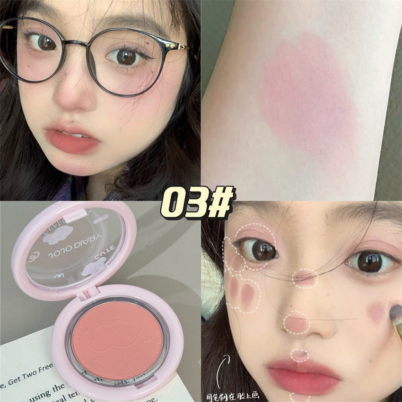 Jiujiu diary cloud soft mist blush low saturation expansion tender pink matte nature brightening contouring student rouge
