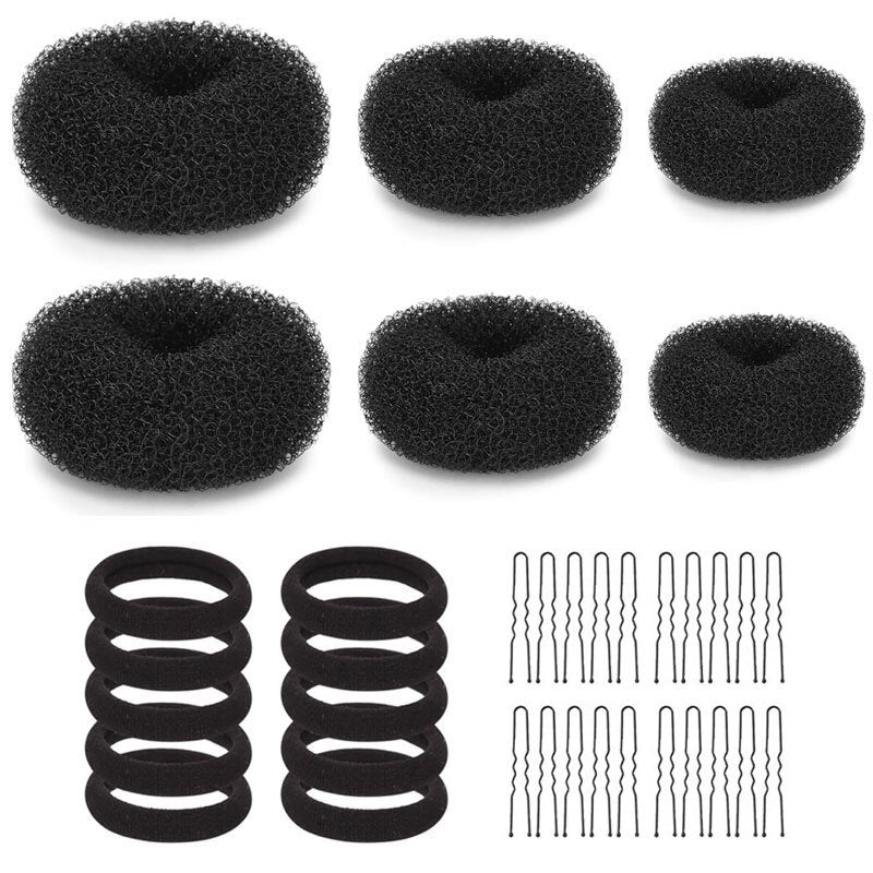 hot-selling ball head flower bud donut 36-piece set lazy hair accessories hair tie hair set