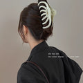 Large pumpkin claw clip for thick hair - creamy texture hair clip for women - elegant back of head hair claw - shark clip with letter detail