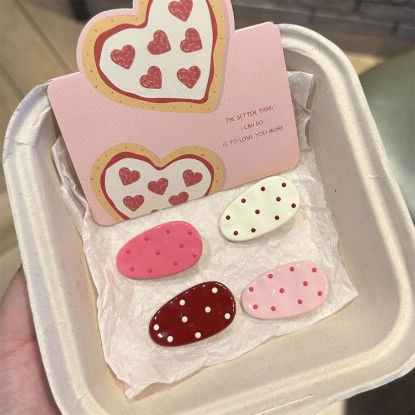 Cute sweet polka dot water drop duckbill clip inscasualeasiest for match side bangs clip niche style side clip new hair clip