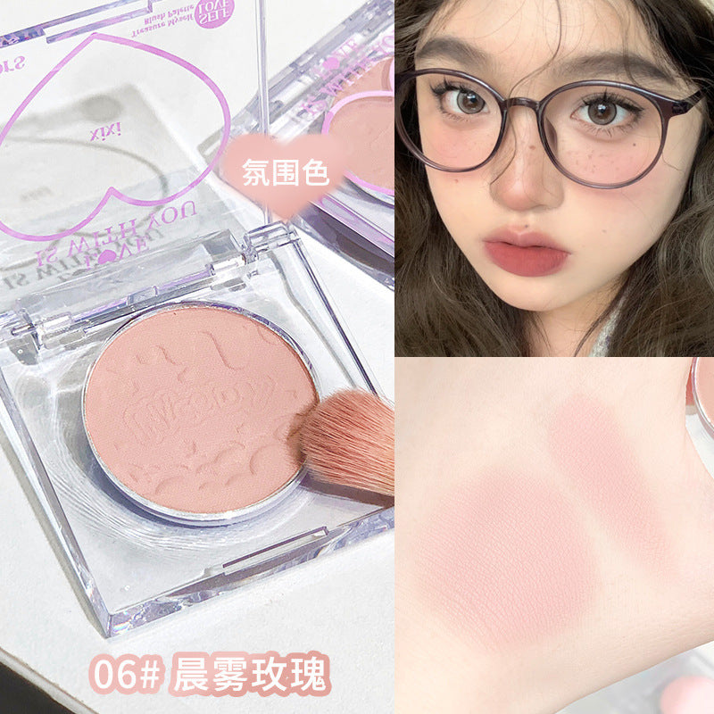 Makeup xixi tea peach heart single color blush expansion and contraction color matte nature to enhance complexion contouring blush palette