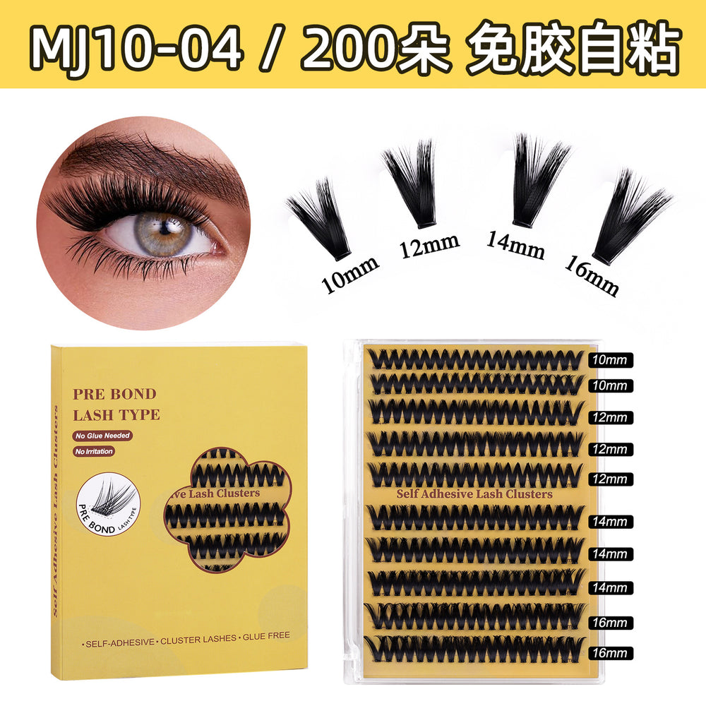 Premium european & american segmented glue-free false eyelashes - 10 rows of dense, self-adhesive, hard band lash extensions set - ready stock wholesale