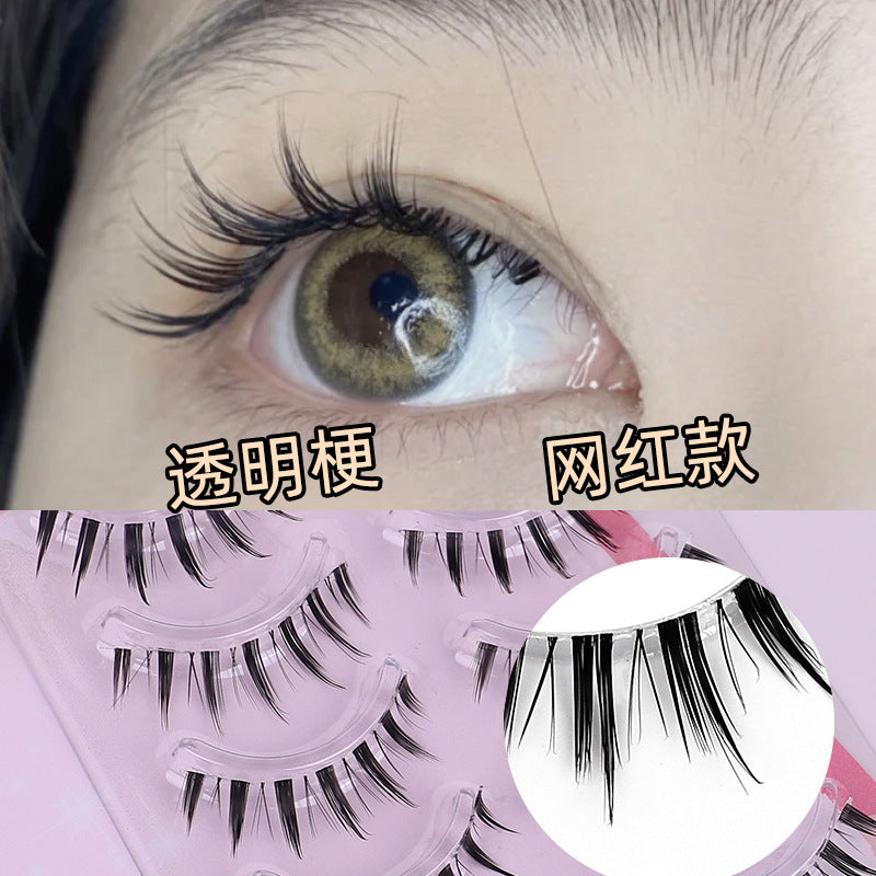 Fake eyelashes kids performance glue-free self-adhesive artificial nature korean girl group style stage makeup eyelashes black stem thick