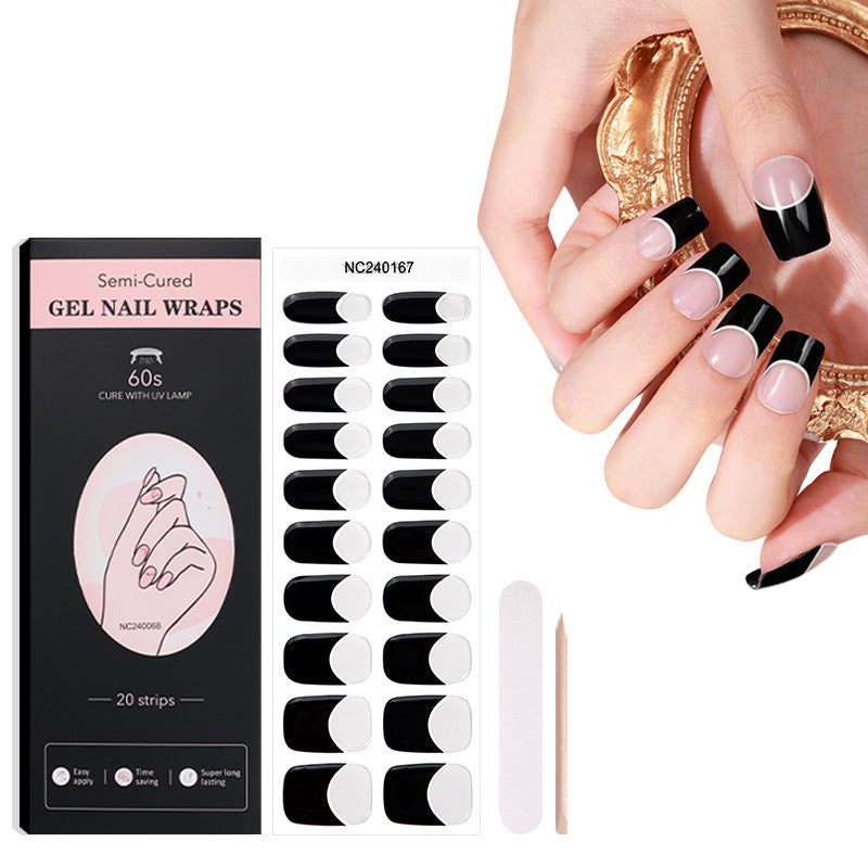 Zhengxiang personalized french gel manicure stickers uv phototherapy semi-cured gel nail stickers gel nail manicure stickers