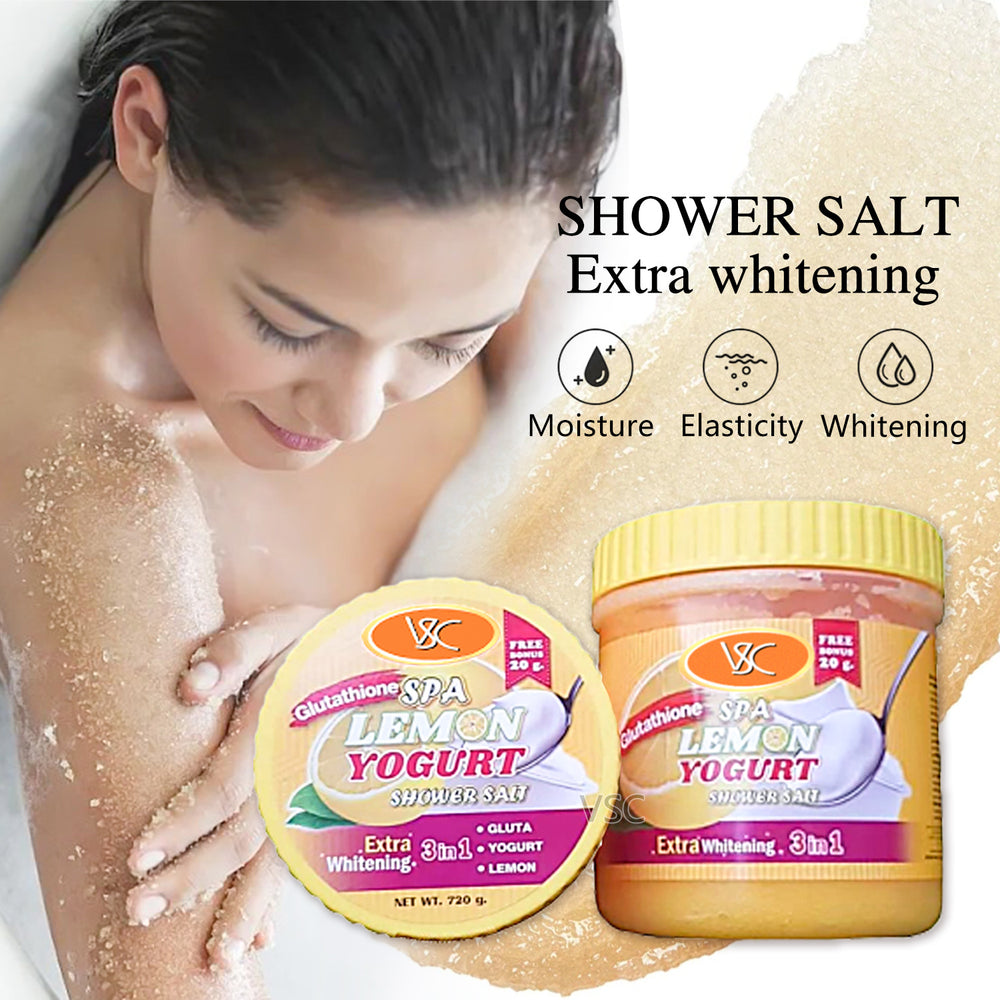 lemon yogurt scrub bath salt - exfoliates, brightens, moisturizes, deep cleansing scrub & body wash 720g