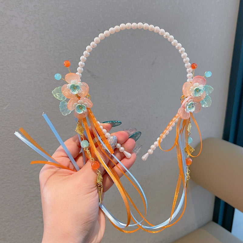 Hanfu headwear kids chinese ancient style elegant hairband girl elegant tassel ancient costume little girl short hair lazy hair accessories