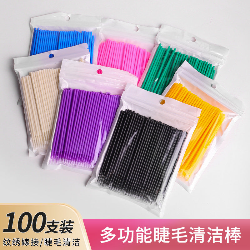 Cleaning swabs for eyelash extensions - quick removal, cleansing eye lashes, fine cotton lash makeup remover tool (specialized)