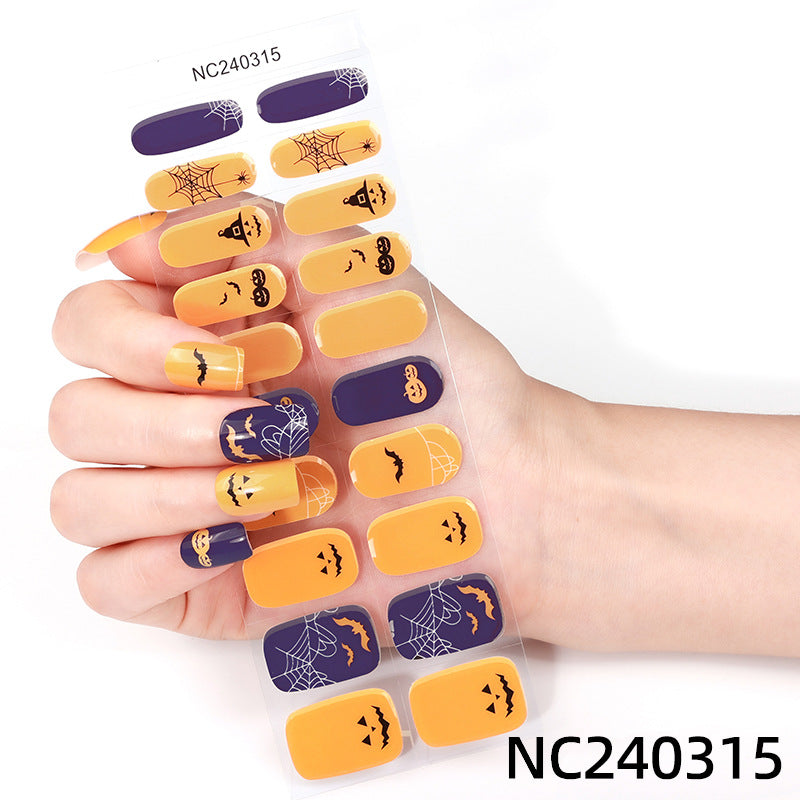 Zhengxiang halloween nail art stickers waterproof uv gel stickers fashion cross-border semi-baked nail stickers customized wholesale cute