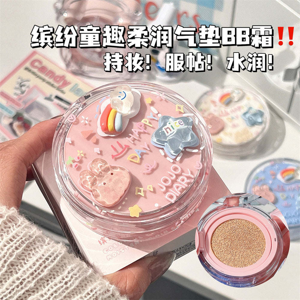 Jiujiu diary colorful childlike soft cushion cream, light and compliant, concealer, waterproof, anti-sweat, non-removing makeup, non-sticky powder