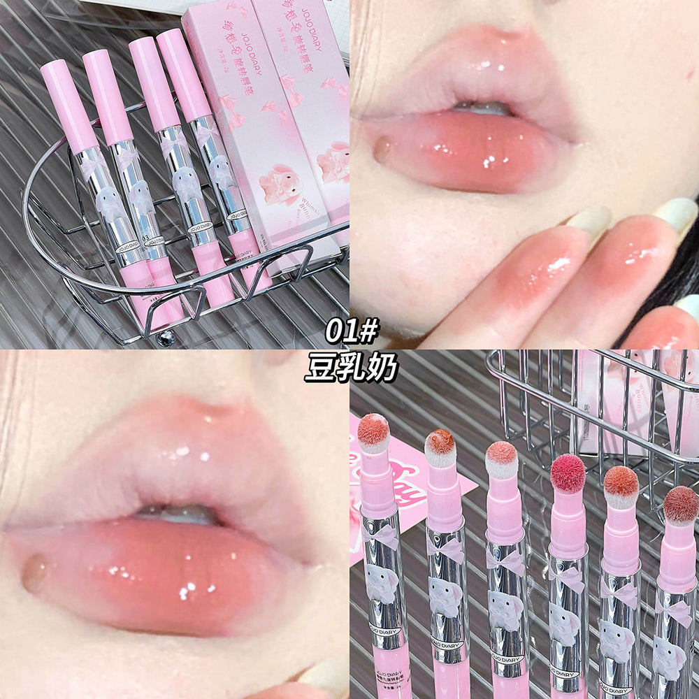 Jojo diary dream rabbit rotating lip pencil - hydrating, shimmering, mirror-like lip glaze - smudge-proof, whitening lipstick