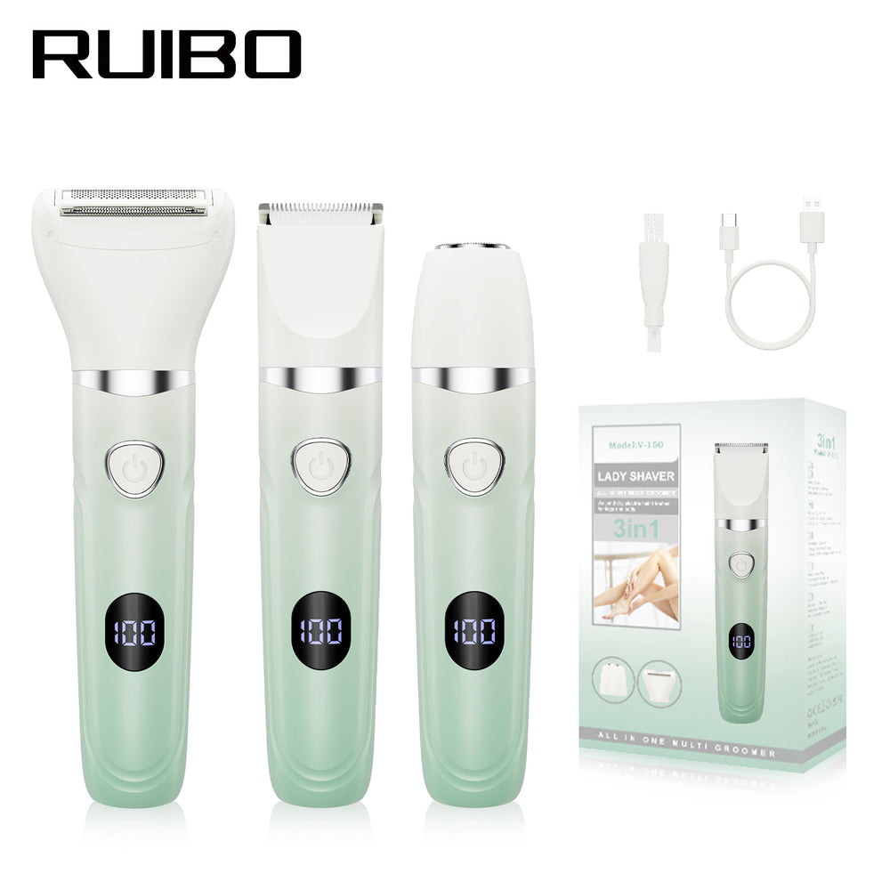 3-in-1 women's electric shaver - wet & dry, intimate area hair remover, washable hair trimmer & razor