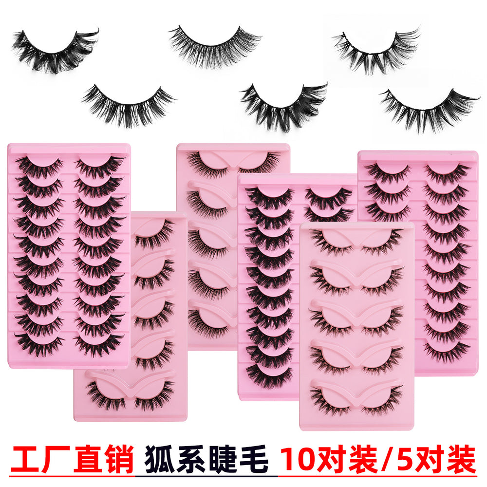 fox style false eyelashes glue style qingdao european and american curling stereo cat eye style hard stem false eyelashes factory