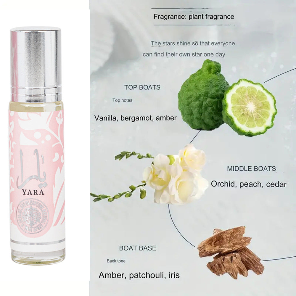 hot-selling yara rollerball perfume 10ml women's yara arabic foreign trade perfume long-lasting light fragrance wholesale
