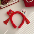 New year's headband for women, chinese style, spring festival hair accessories, adult kids, new year greetings, cute stuffed year of the snake headband, face wash headwear