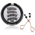 Magnetic false eyelashes 1 pair set with applicator - 3d volume, hard band, reusable, glue-free magnetic lashes