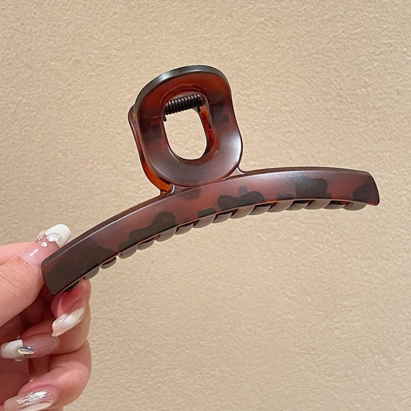 New arrivalfrenchretro pattern plastic resin summer tortoise shell elegantelegance gripper matte black one-word half arc hair gripper
