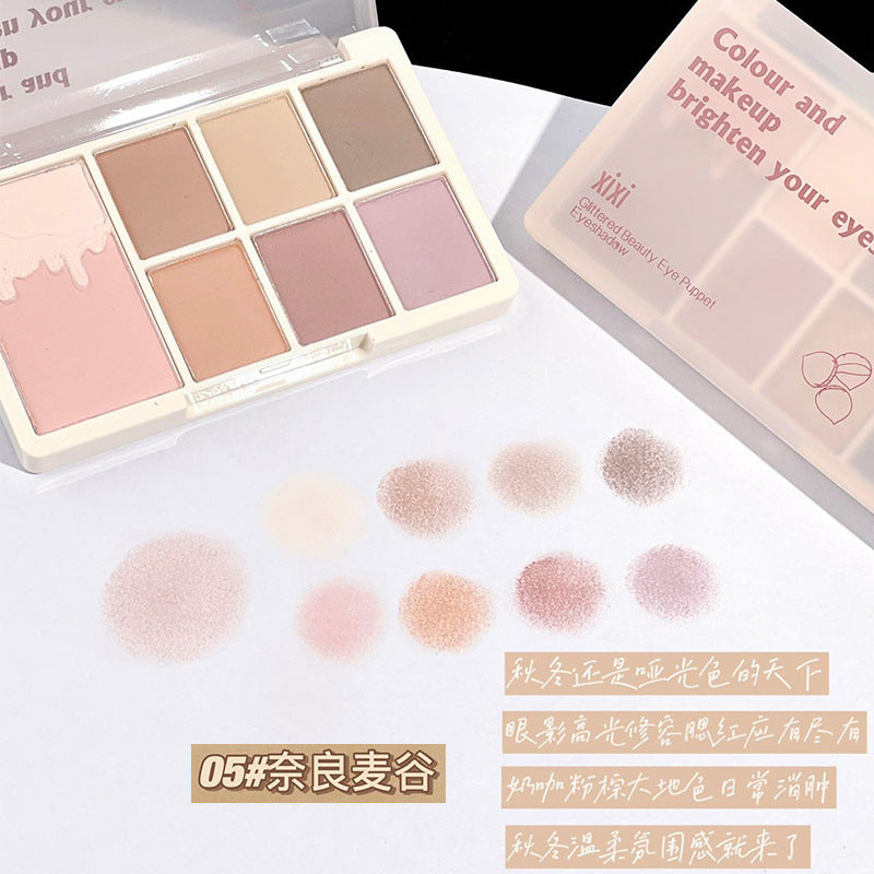 Makeup xixi soft glow and radiant eyes seven-color eye shadow palette waterproof pearlescent fine shimmer daily light makeup earthy eye shadow