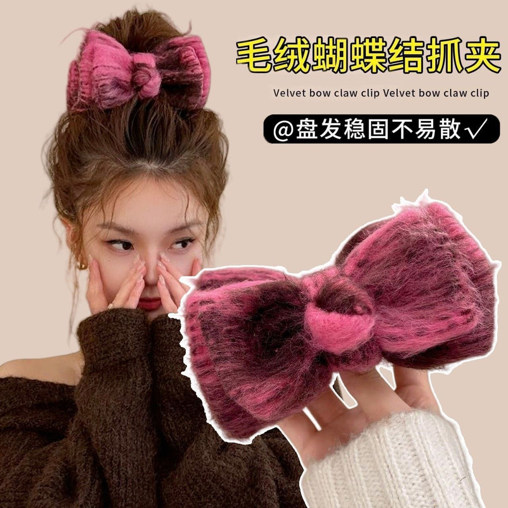 Fabric knittingbows hairpin korean style sweeteasiest for match back of head clip niche styleclassy hair accessories headwear for women