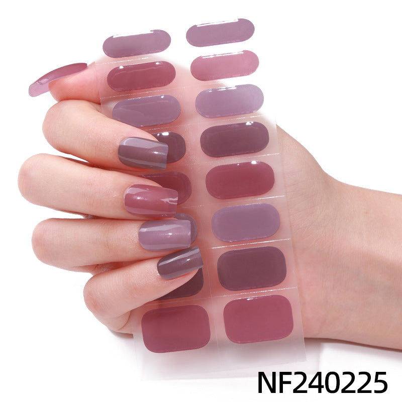 Gel manicure stickers 16 stickers semi-cured phototherapy stickers full stickers semi-baked nail stickers ready-made 5d jewelry ice transparent finished product