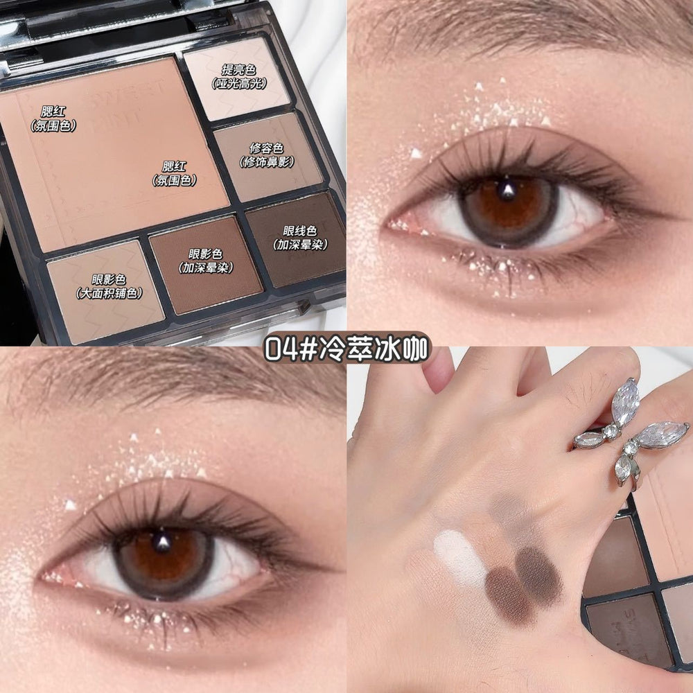 Sweet mint gradient eyeshadow palette - everyday commute, earth tones, matte, highlighter, contour, blush all-in-one