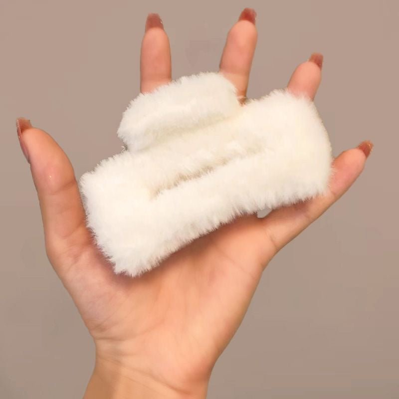 10cm square plush gripper square hair clip 2025 new style back of head shark clip headwear hairpin
