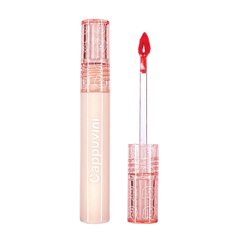 Kapavini bubble bear lip glaze for women mirror water glossy pouty lips moisturizing glass lip whitening lipstick