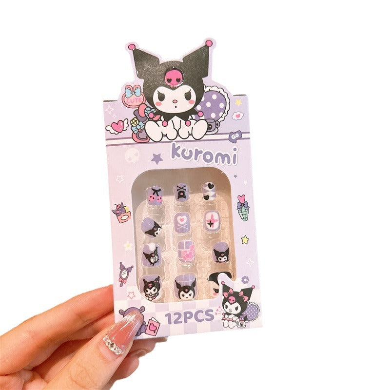 Kids' nail sticker set - cute princess designs, removable hard false nails, nail art for girls, adorable cartoon gifts for women