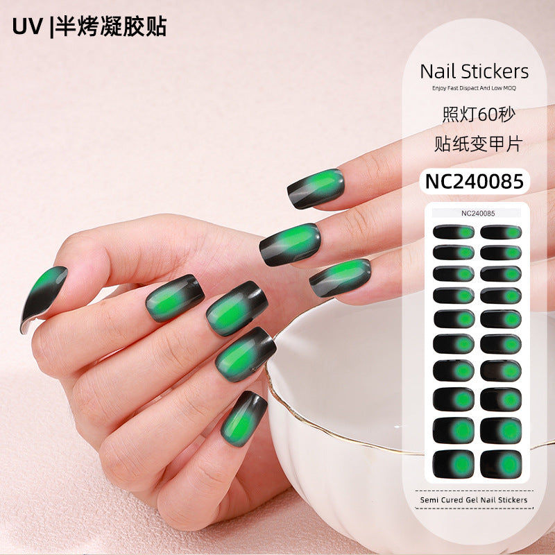 Zhengxiang customized gel manicure stickers korean uv semi-baked semi-cured nail stickers cross-border gradient manicure stickers wholesale