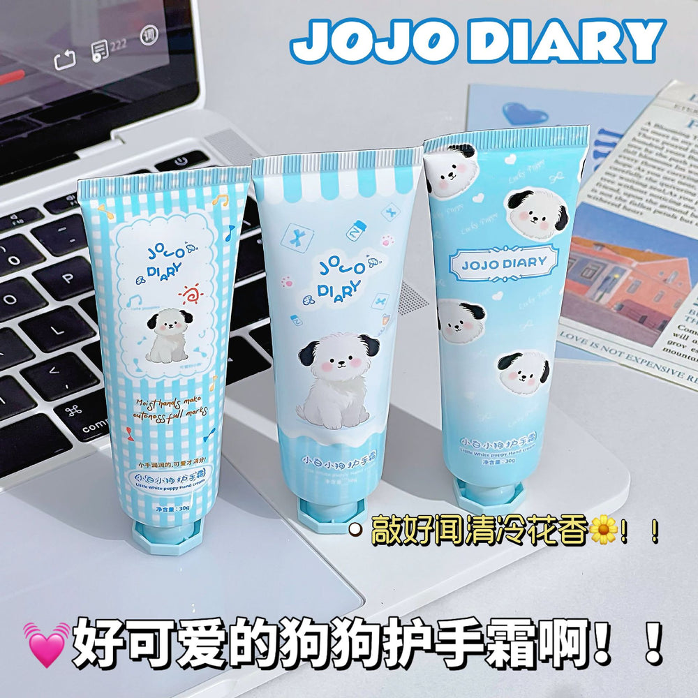 Jiujiu diary little white dog hand cream set - long-lasting fragrance, refreshing, non-greasy, moisturizing, and anti-chapping for men and women