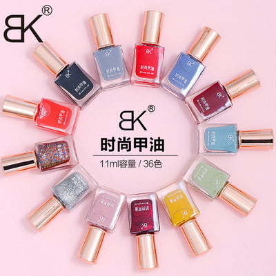 Bk summer new arrival: 36-color trendy oil-based nail polish - peel-off, no-bake, long-lasting, smudge-proof, brightening manicure
