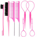 wholesale perm and dye hair sectioning comb eight-piece set stainless steel pointed tail comb non-slip high temperature resistant hair comb