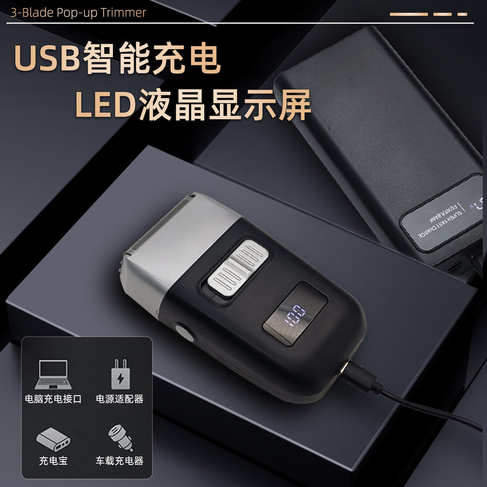 High and low mesh three-blade reciprocating electric shaver for men for homeled digital display whitening device razor washable