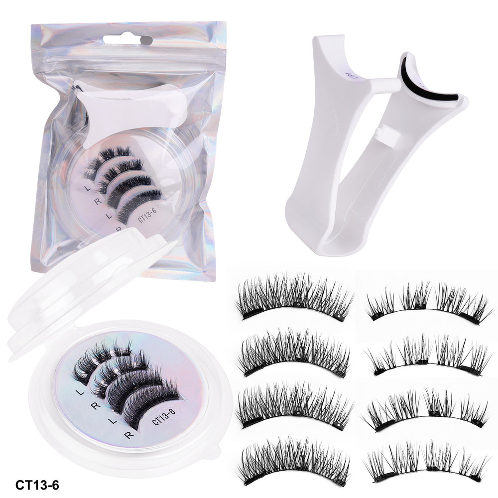 Factory wholesale magnetic false eyelashes, 2 pairs, european and american style magnetic eyelashes, fox eye lashes with applicator set, hangable