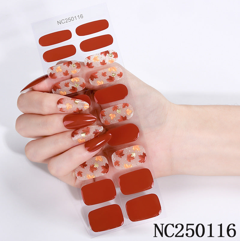 Zhengxiang factory customized gel nail art stickers waterproof fashion flash uv semi-baked semi-cured nail stickers gel nail